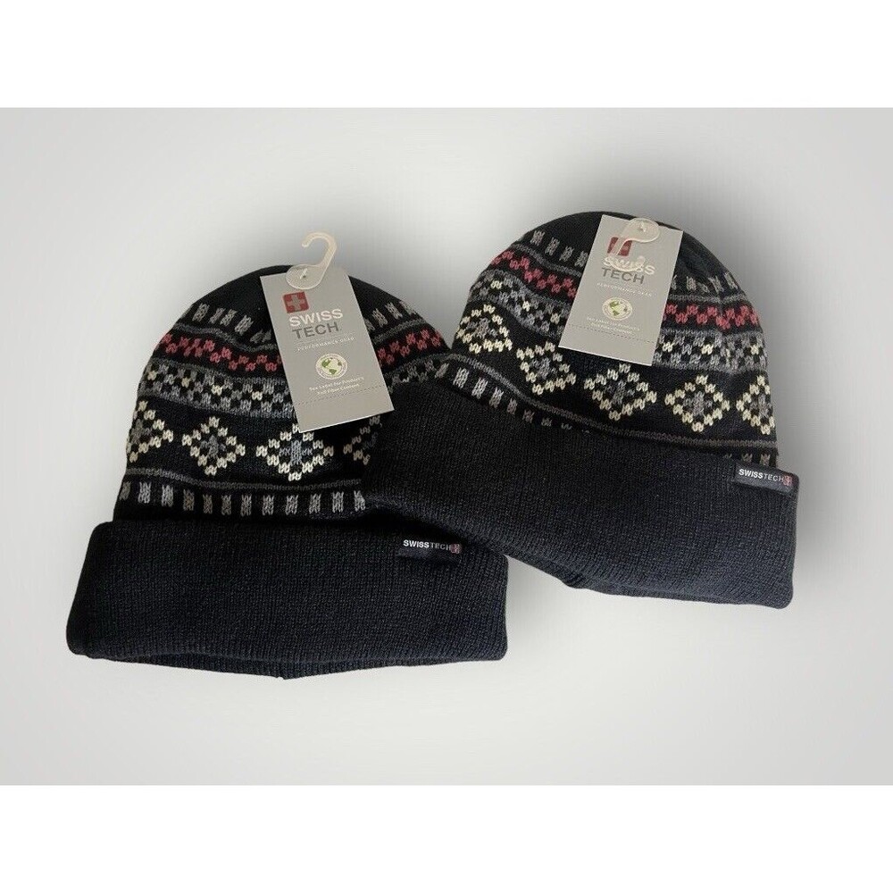 Swiss Tech Women’s Frigid Winter Beanie Black Soot (Lot of 2) NEW